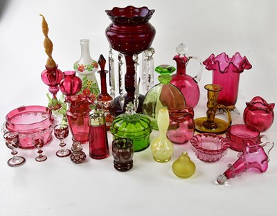 Lot 1490 - A collection of cranberry glass and other...