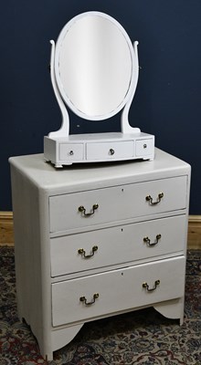 Lot 246 - A white painted three drawer chest of drawers,...