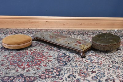 Lot 163 - A Victorian walnut and upholstered footstool,...