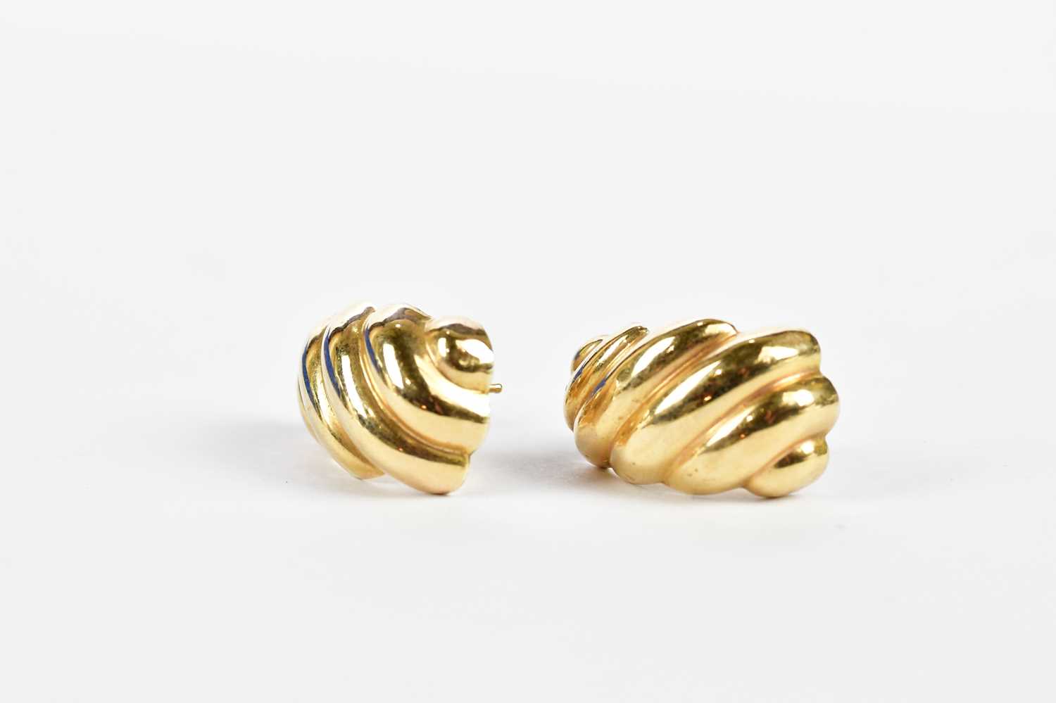 Lot 477 - A pair of 9ct yellow gold half shallow hoop