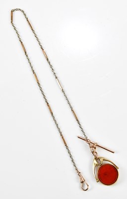 Lot 2332 - A 9ct gold fancy link Albert chain with T-bar...