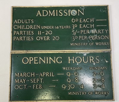 Lot 96 - A Ministry of Works Admission sign, together...