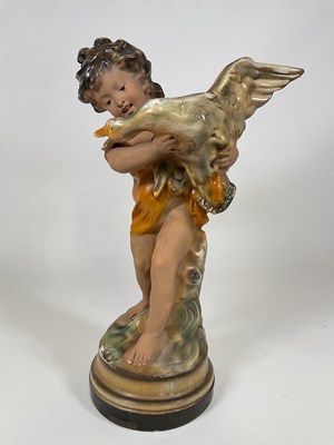 Lot 189 - A large chalk statuette with plaque to base...