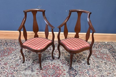 Lot 165 - A pair of Edwardian corner chairs.