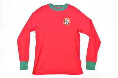 Lot 2314 - EUSÉBIO; a signed retro style Portugal shirt,...