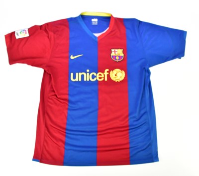 Lot 2316 - RONALDINHO; a signed Barcelona retro style...