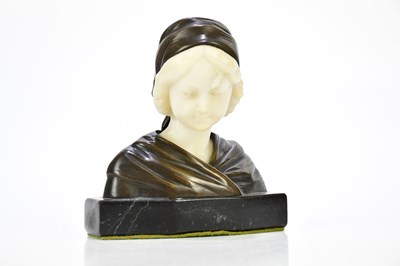 Lot 1186 - G MOERLIN; an Art Nouveau bronze and alabaster...