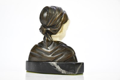 Lot 1186 - G MOERLIN; an Art Nouveau bronze and alabaster...