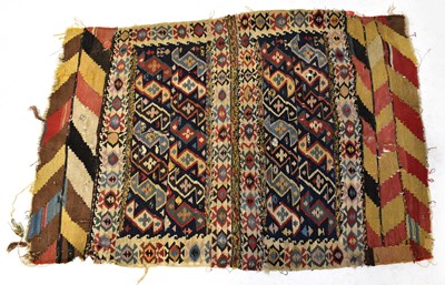 Lot 130 - A Kurdish Kilim hand-woven multicoloured rug,...