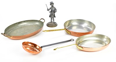 Lot 1216 - A collection of vintage copper plated pans and...