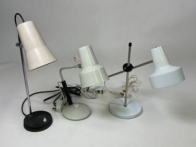 Lot 578 - Three mid 20th century adjustable desk lamps,...