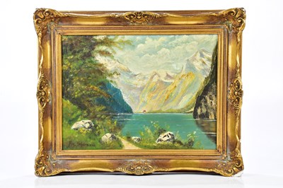 Lot 2663 - SCHURMANN; oil on board, river landscape,...