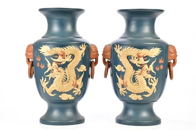 Lot 1257 - A large pair of contemporary Chinese Yixing...