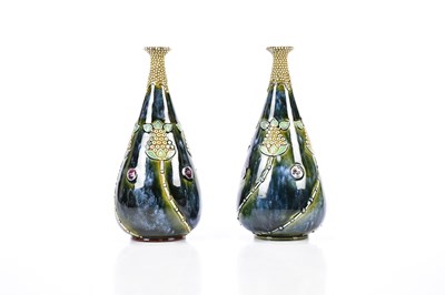 Lot 1289 - ROYAL DOULTON; a pair of Artware vases of...