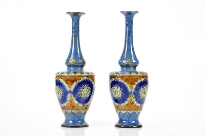 Lot 1290 - ROYAL DOULTON; a pair of Artware vases of...