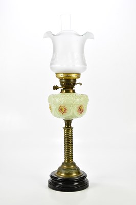 Lot 2228 - A Victorian oil lamp with associated frosted...