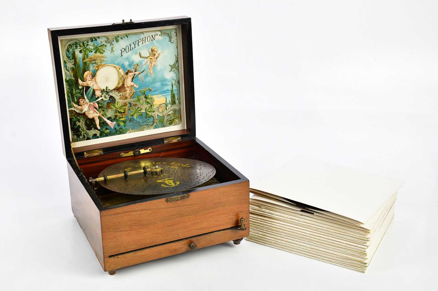 Lot 1105 - A late 19th century walnut cased Polyphon,