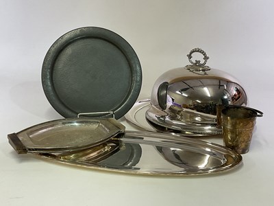 Lot 414 - A large silver plated meat dome with twist-off...