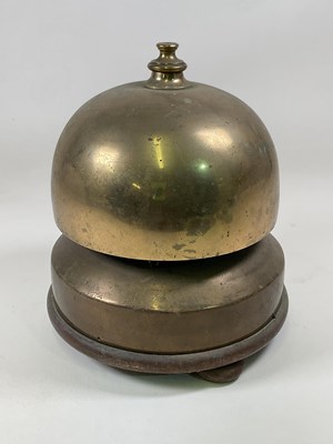 Lot 5 - An unusual large domed brass bell with brass...