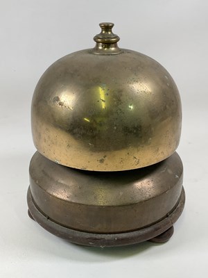 Lot 5 - An unusual large domed brass bell with brass...