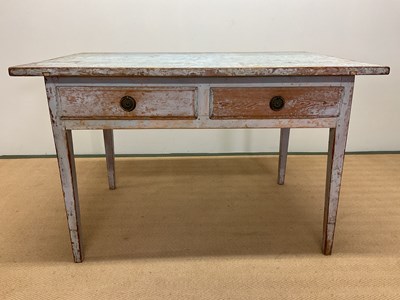 Lot 620 - A Swedish Gustavian painted pine table with...