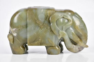 Lot 1165 - A Chinese Jade elephant, with carved...