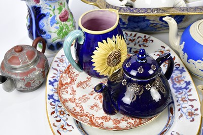 Lot 1376 - ROYAL DOULTON; a large Flow Blue bowl, vase...