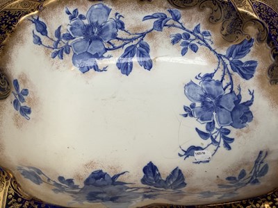 Lot 1376 - ROYAL DOULTON; a large Flow Blue bowl, vase...