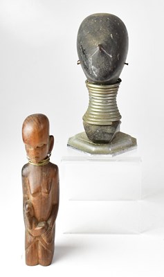 Lot 88 - Four African carved wooden items comprising a...