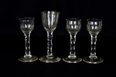 Lot 1463 - Four 19th century and later wine glasses with...