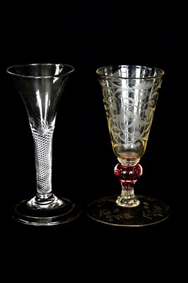 Lot 1467 - A 19th century wine glass with etched...