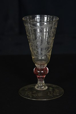 Lot 1467 - A 19th century wine glass with etched...