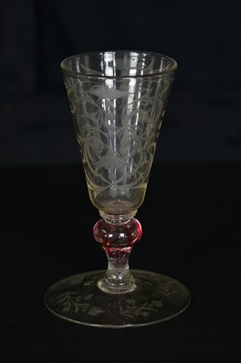 Lot 1467 - A 19th century wine glass with etched...