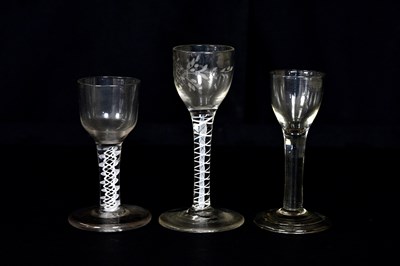 Lot 1465 - A 19th century wine glass with opaque air...