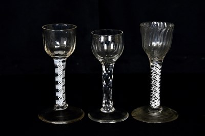 Lot 1466 - A 19th century wine glass with fluted bell...