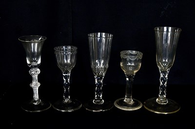 Lot 1461 - Five 19th century and later wine glasses...