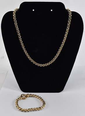 Lot 650 - ERA; a 14ct yellow gold belcher link necklace...