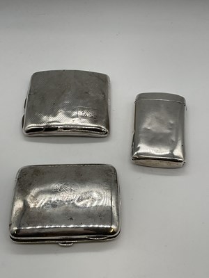 Lot 445 - Three hallmarked silver cigarette cases of...