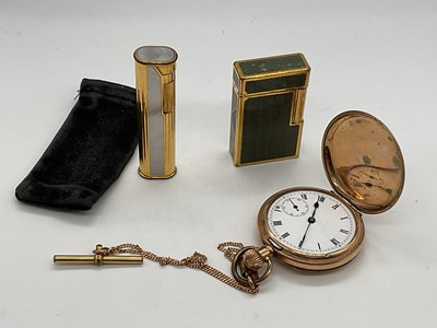 Lot 14 - DUNHILL; a vintage two tone lighter, a Dupont...