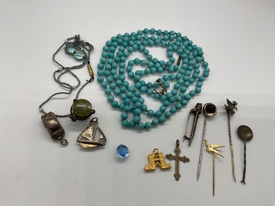 Lot 523 - A string of turquoise beads, various small...