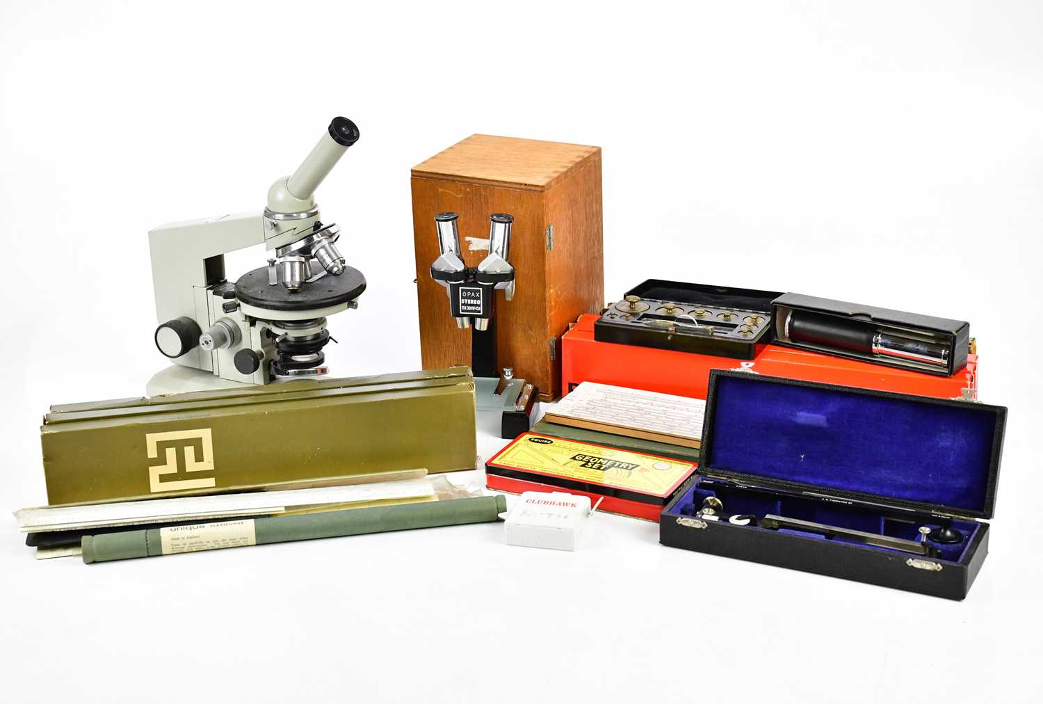 Lot 1066 - LOMO; a vintage microscope, cased Opax Stereo...