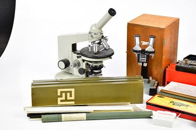 Lot 1066 - LOMO; a vintage microscope, cased Opax Stereo...