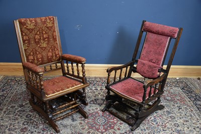 Lot 59 - Two early 20th century American rocking chairs...