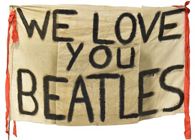 Lot 125 - THE BEATLES; a hand made concert banner...
