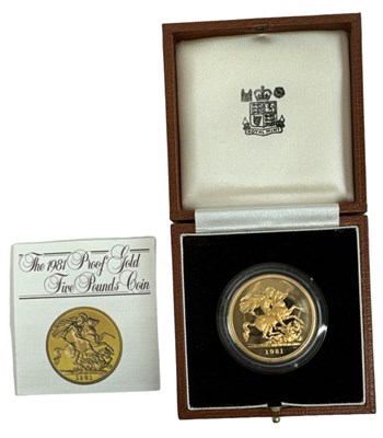 Lot 759 - THE ROYAL MINT; a 1981 proof gold five pound...