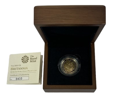 Lot 780 - THE ROYAL MINT; a 2010 Britannia 1/4oz gold...