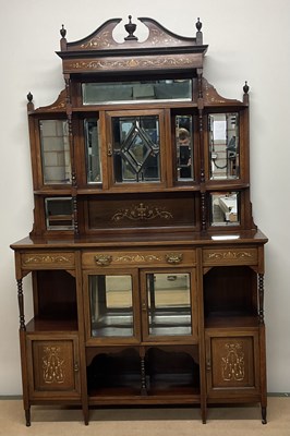 Lot 653 - A rosewood and inlaid mirrored back sideboard,...