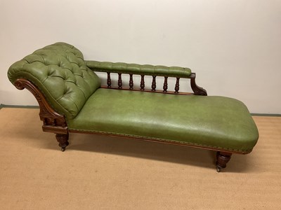 Lot 626 - A later leather upholstered Victorian chaise...