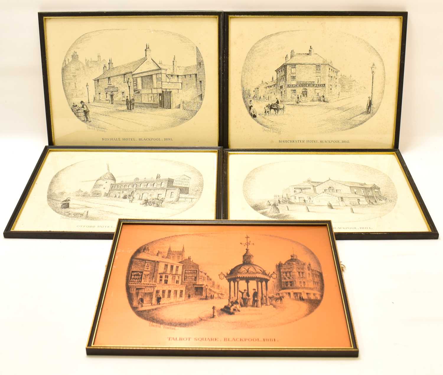 Lot 451 - BLACKPOOL; four etchings of Victorian images...