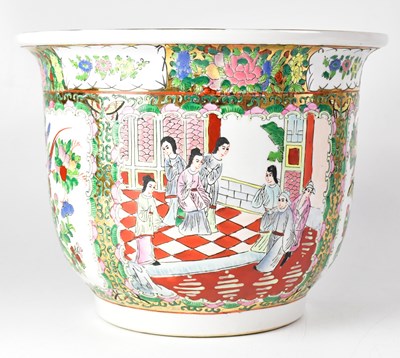 Lot 324 - An Oriental jardinière decorated with panels...